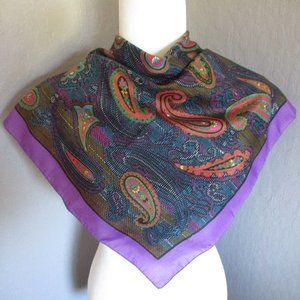 1980s purple & teal paisley scarf